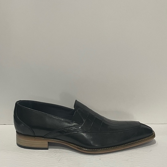 Duca shoes dressy slip on black Italian leather point toe